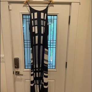 Asos black and white printed maxi dress - Size 14